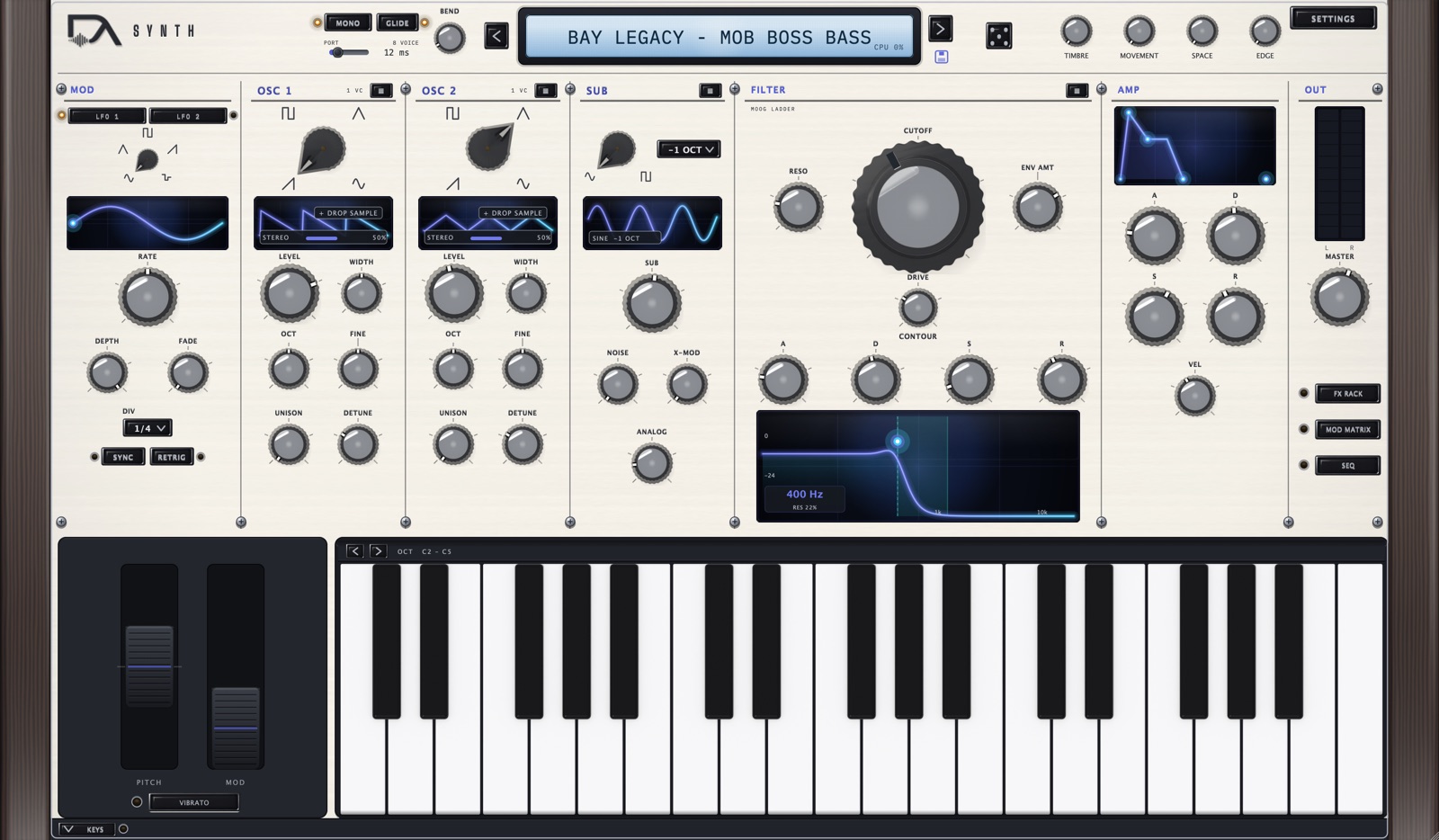 The DeAnalog Synth panel