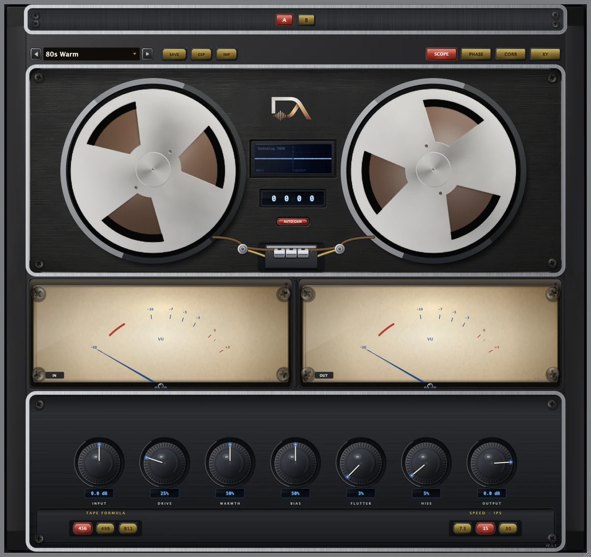 The Tape Saturation panel